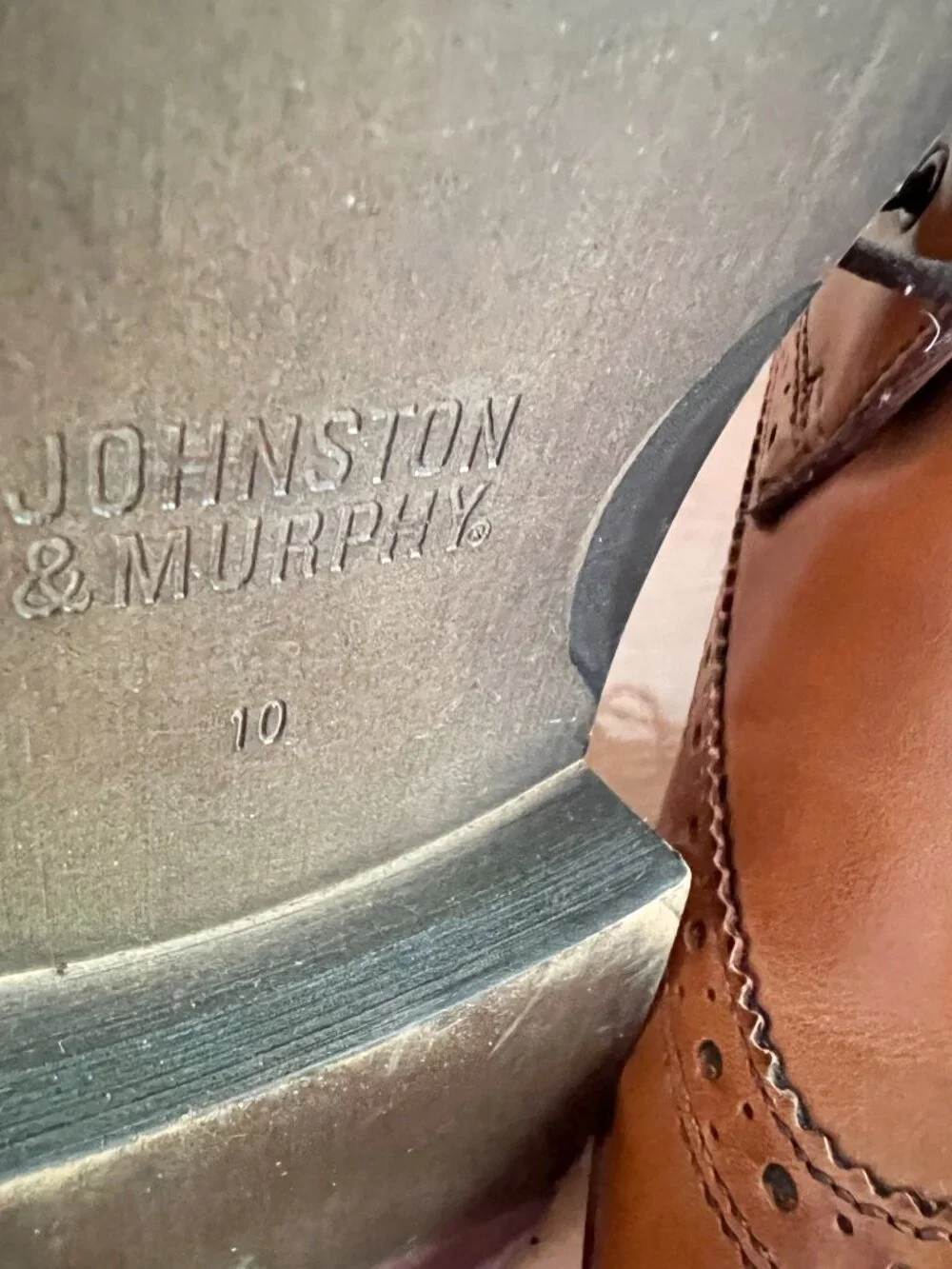 Vintage Tan Leather Wingtip Brogue Boots Johnston & Murphy